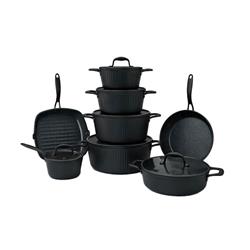 خرید سرویس قابلمه 14 پارچه kzp طرح آلما مدل دسته مشکی 