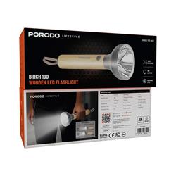 چراغ قوه شارژی 150 لومن پرودو Porodo Birch 190 Wooden LED Flashlight PDA90501