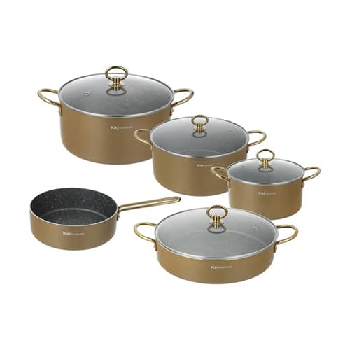 سرویس قابلمه 9 پارچه کاج تفلون مدل فلورا