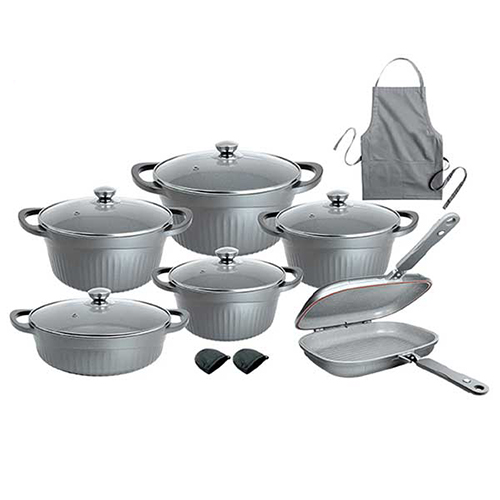 سرویس قابلمه 15 پارچه گرانیتی برند MGS طرح جرمنی